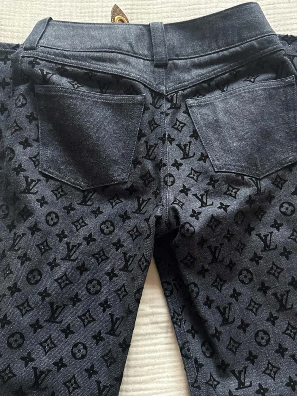 Louis Vuitton Dark Navy Monogram Denim Skirt with Gold Hardware